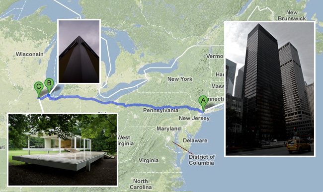 Road to farnsworth - persiguiendo a Mies de Nueva York a Chicago