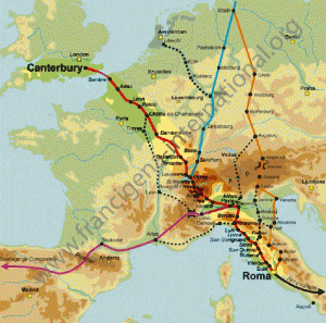 Mapa general de la ruta de la Vía Francígena