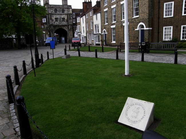 Punto de inicio de la Vía Francígena en Canterbury