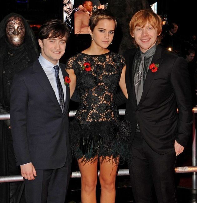 Daniel Radcliffe, Emma Watson y Rupert Grint en la premiere de Harry Potter y las Reliquias de la Muerte